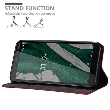 Nokia 1 PLUS Suojakuori Lompakkokotelo (Punainen)