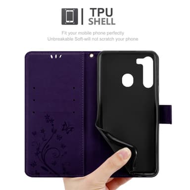 Samsung Galaxy A21 Suojakuori Lompakkokotelo (Violetti)