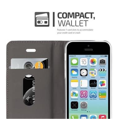 iPhone 5C Suojakuori Lompakkokotelo (harmaa)