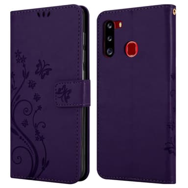 Samsung Galaxy A21 Suojakuori Lompakkokotelo (Violetti)