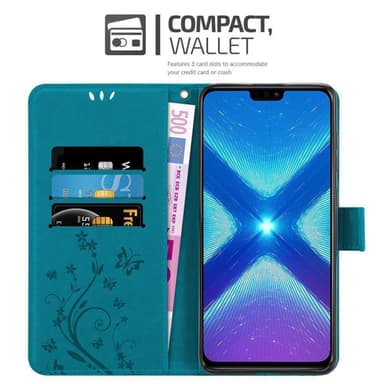 Honor 8X Suojakuori Lompakkokotelo (Sininen)