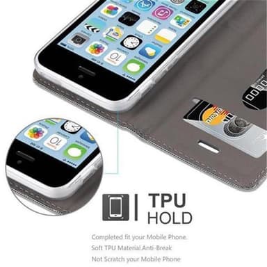 iPhone 5C Suojakuori Lompakkokotelo (harmaa)