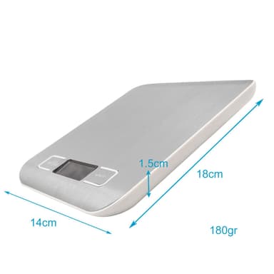 Keittiövaaka elektroninen vaaka 5kg Vedenpitävä (hopea)