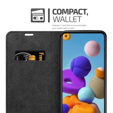 Samsung Galaxy A21 Suojakuori Lompakkokotelo (Musta)
