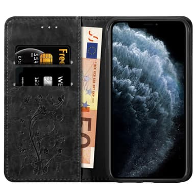 iPhone 11 PRO Suojakuori Lompakkokotelo (Musta)