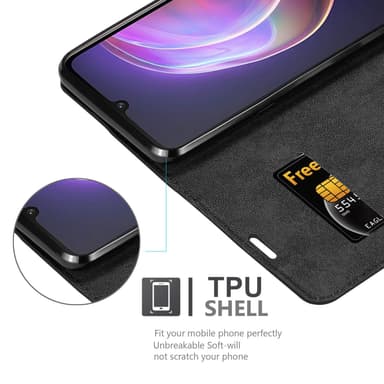 Vivo V21 4G / 5G Suojakuori Lompakkokotelo (Musta)