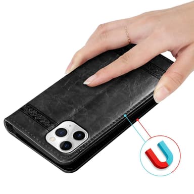 iPhone 11 PRO Suojakuori Lompakkokotelo (Musta)
