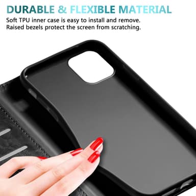 iPhone 11 PRO Suojakuori Lompakkokotelo (Musta)