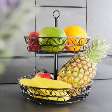 Hedelmäkori Hedelmäkulho Etagere 2 tasoa (musta)