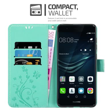 Huawei P9 Suojakuori Lompakkokotelo (Turkoosi)