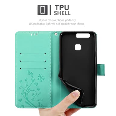 Huawei P9 Suojakuori Lompakkokotelo (Turkoosi)