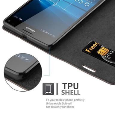 Nokia Lumia 950 XL Suojakuori Lompakkokotelo (Ruskea)