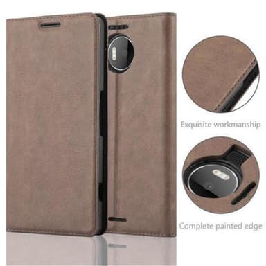 Nokia Lumia 950 XL Suojakuori Lompakkokotelo (Ruskea)