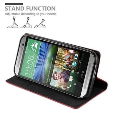 HTC ONE M8 Suojakuori Lompakkokotelo (Punainen)