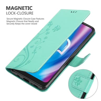 Alcatel 1S 2020 Suojakuori Lompakkokotelo (Turkoosi)