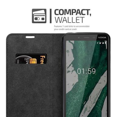 Nokia 1 PLUS Suojakuori Lompakkokotelo (Ruskea)