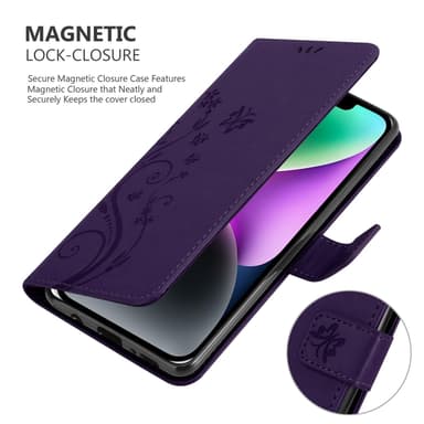 iPhone 14 Suojakuori Lompakkokotelo (Violetti)