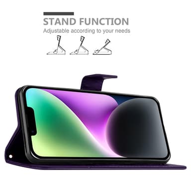 iPhone 14 Suojakuori Lompakkokotelo (Violetti)