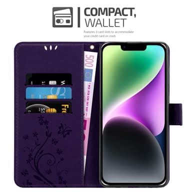 iPhone 14 Suojakuori Lompakkokotelo (Violetti)