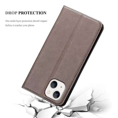 iPhone 14 Suojakuori Lompakkokotelo (Ruskea)
