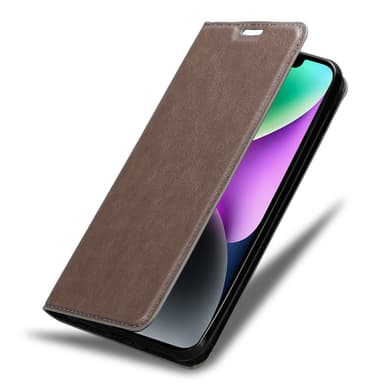 iPhone 14 Suojakuori Lompakkokotelo (Ruskea)