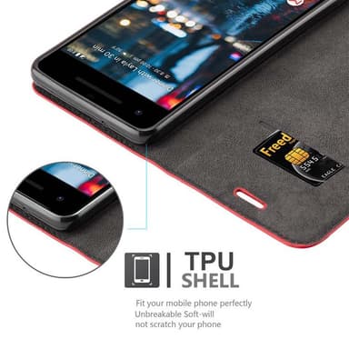 Google PIXEL 2 Suojakuori Lompakkokotelo (Punainen)