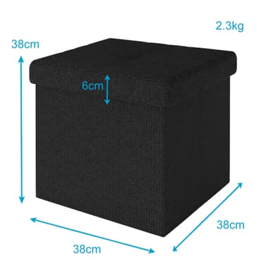 Taitettava Jakkara 38x38x38 cm Jalkatuki (musta)