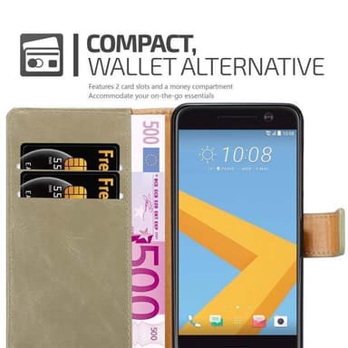 HTC ONE M10 Suojakuori Lompakkokotelo (Ruskea)