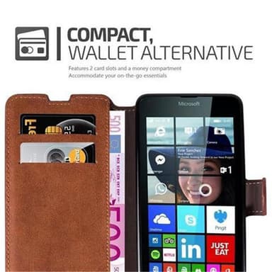 Nokia Lumia 640 Suojakuori Lompakkokotelo (Ruskea)