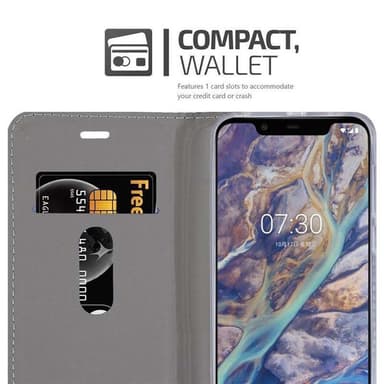 Nokia 7.1 PLUS / X7 Suojakuori Lompakkokotelo (Sininen)