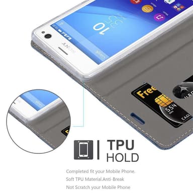 Sony Xperia C4 Suojakuori Lompakkokotelo (Sininen)