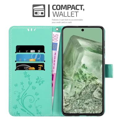 Google Pixel 8 Suojakuori Lompakkokotelo (Turkoosi)