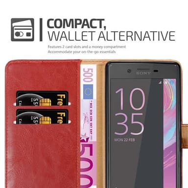 Sony Xperia X Suojakuori Lompakkokotelo (Punainen)