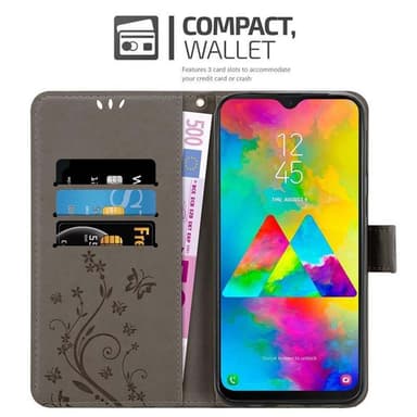 Samsung Galaxy M20 Suojakuori Lompakkokotelo (harmaa)