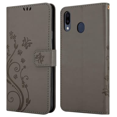 Samsung Galaxy M20 Suojakuori Lompakkokotelo (harmaa)