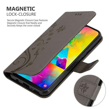Samsung Galaxy M20 Suojakuori Lompakkokotelo (harmaa)