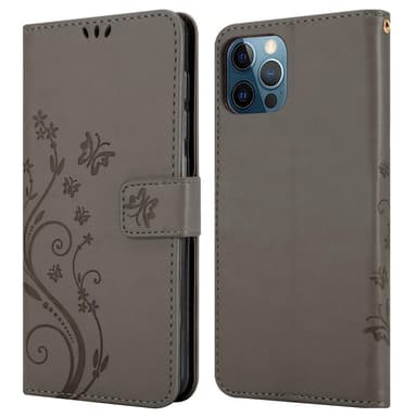 iPhone 12 / 12 PRO Suojakuori Lompakkokotelo (harmaa)