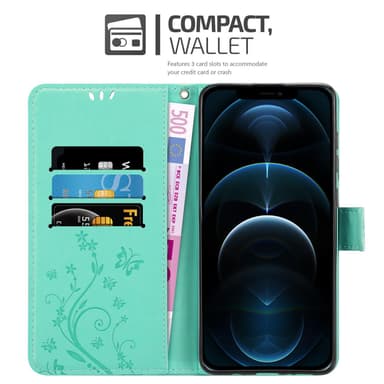 iPhone 13 PRO MAX Suojakuori Lompakkokotelo (Turkoosi)