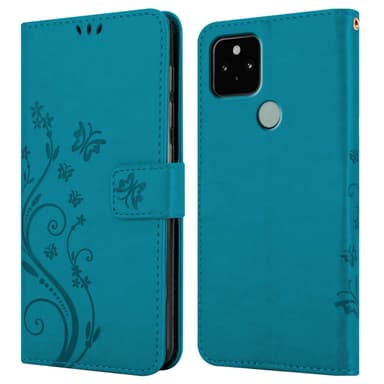 Google PIXEL 5 Suojakuori Lompakkokotelo (Sininen)