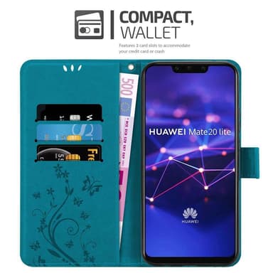 Huawei MATE 20 LITE Suojakuori Lompakkokotelo (Sininen)