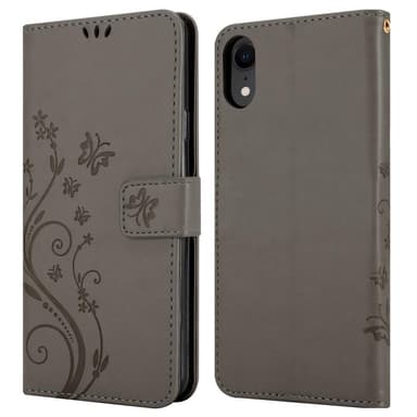iPhone XR Suojakuori Lompakkokotelo (harmaa)