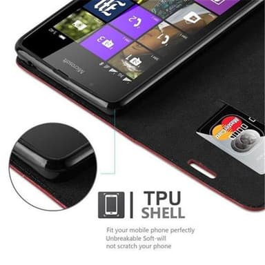 Nokia Lumia 540 Suojakuori Lompakkokotelo (Punainen)