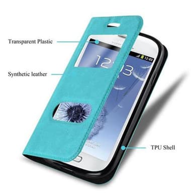 Lompakkokotelo Samsung Galaxy S3 MINI Case (Turkoosi)