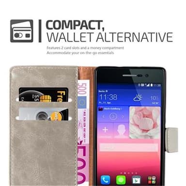 Huawei ASCEND P7 Suojakuori Lompakkokotelo (Ruskea)