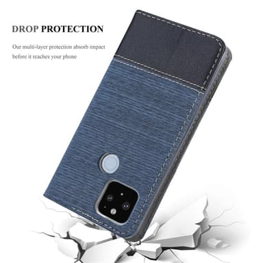 Google PIXEL 5 XL Suojakuori Lompakkokotelo (Sininen)