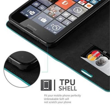 Nokia Lumia 640 Suojakuori Lompakkokotelo (Turkoosi)
