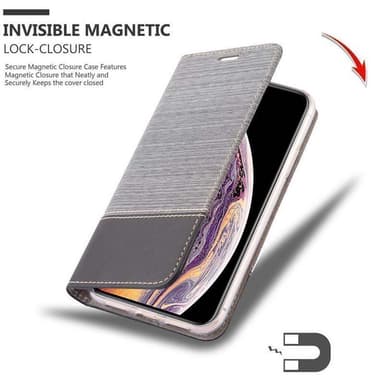 iPhone XS MAX Suojakuori Lompakkokotelo (harmaa)