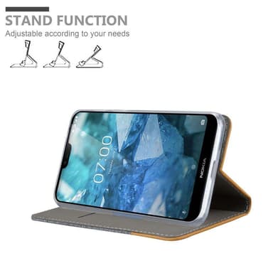 Nokia 7.1 Suojakuori Lompakkokotelo (harmaa)