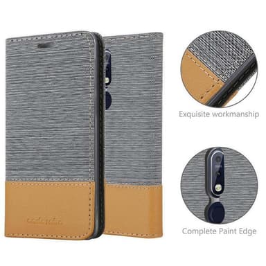 Nokia 7.1 Suojakuori Lompakkokotelo (harmaa)