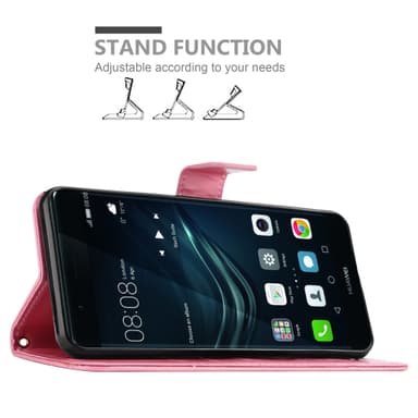 Huawei P9 Suojakuori Lompakkokotelo (Vaaleanpunainen)